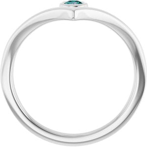 Platinum Lab-Grown Alexandrite Bezel-Set V Ring