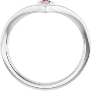 Platinum Natural Pink Tourmaline Bezel-Set V Ring