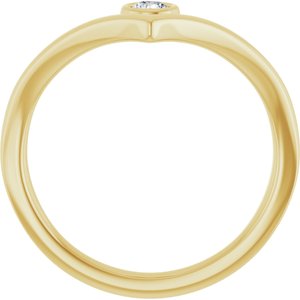 14K Yellow Gold 1/10 CTW Natural Diamond Bezel-Set V Ring