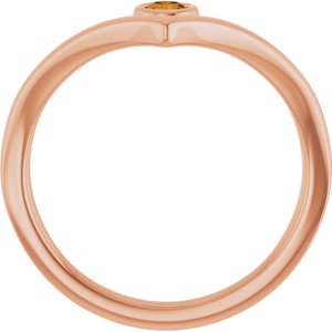 14K Rose Gold Natural Citrine Bezel-Set V Ring