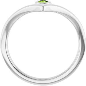 14K White Gold Natural Peridot Bezel-Set V Ring