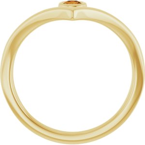 14K Yellow Gold Natural Citrine Bezel-Set V Ring