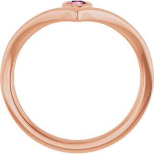 14K Rose Gold Natural Pink Tourmaline Bezel-Set V Ring