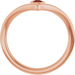 14K Rose Gold Natural Mozambique Garnet Bezel-Set V Ring