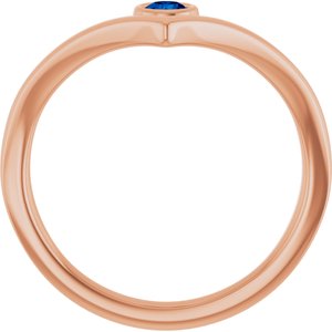 14K Rose Gold Lab-Grown Blue Sapphire Bezel-Set V Ring
