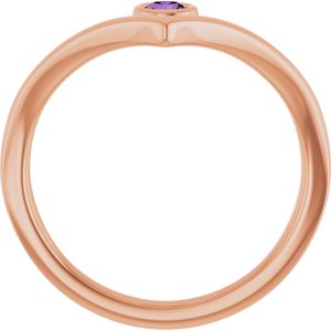 14K Rose Gold Natural Amethyst Bezel-Set V Ring