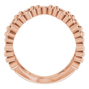 14K Rose Gold 1/6 CTW Natural Diamond Beaded Negative Space Ring