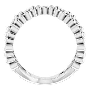 14K White Gold 1/6 CTW Natural Diamond Beaded Negative Space Ring