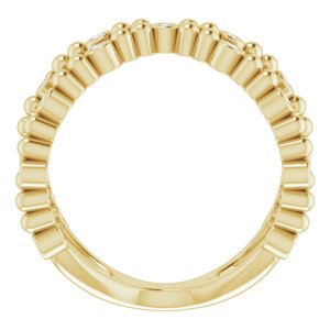14K Yellow Gold 1/6 CTW Natural Diamond Beaded Negative Space Ring