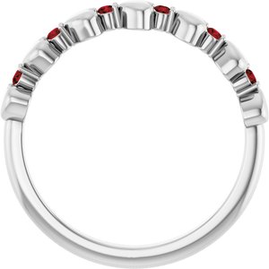 Sterling Silver Natural Mozambique Garnet Heart Stackable Ring