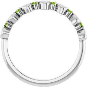 Platinum Natural Peridot Heart Stackable Ring