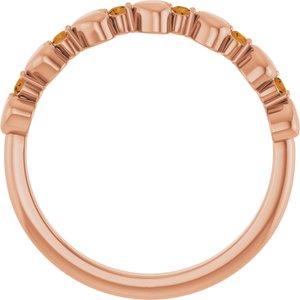 14K Rose Gold Natural Citrine Heart Stackable Ring