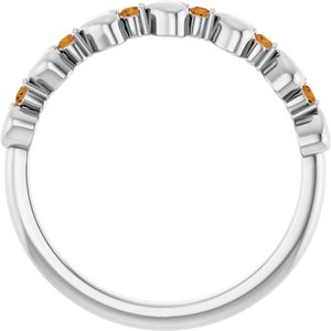 Platinum Natural Citrine Heart Stackable Ring