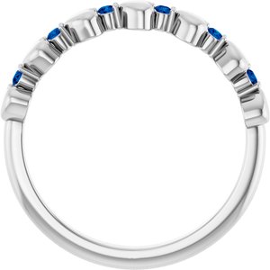 14K White Gold Natural Blue Sapphire Heart Stackable Ring