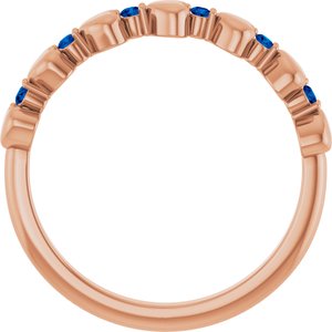 14K Rose Gold Natural Blue Sapphire Heart Stackable Ring