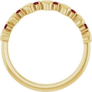 14K Yellow Gold Natural Mozambique Garnet Heart Stackable Ring