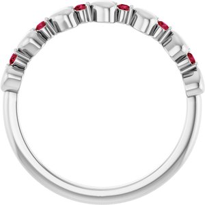 Platinum Natural Ruby Heart Stackable Ring