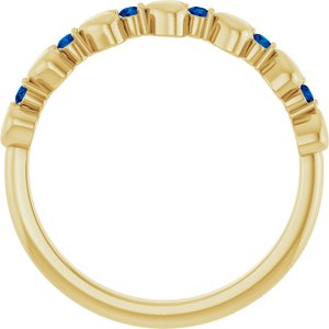 14K Yellow Gold Natural Blue Sapphire Heart Stackable Ring