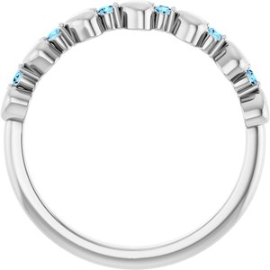 Platinum Natural Aquamarine Heart Stackable Ring
