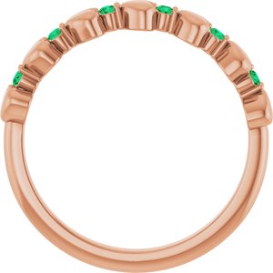 14K Rose Gold Natural Emerald Heart Stackable Ring