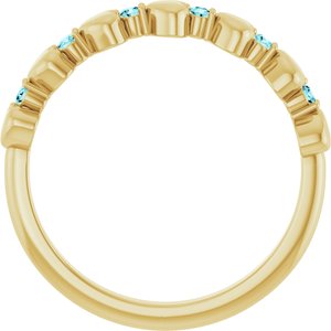 14K Yellow Gold Natural Blue Zircon Heart Stackable Ring