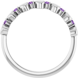 Platinum Natural Amethyst Heart Stackable Ring