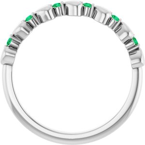 14K White Gold Natural Emerald Heart Stackable Ring