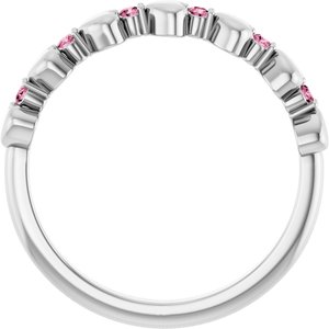 14K White Gold Natural Pink Tourmaline Heart Stackable Ring