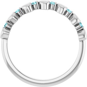 Platinum Natural Blue Zircon Heart Stackable Ring