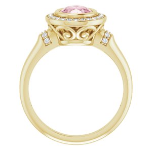 14K Yellow Gold Natural Morganite & 1/5 CTW Natural Diamond Ring