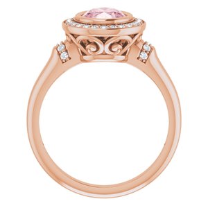 14K Rose Gold Natural Morganite & 1/5 CTW Natural Diamond Ring