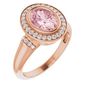 14K Rose Gold Natural Morganite & 1/5 CTW Natural Diamond Ring