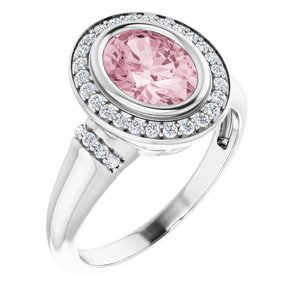 Platinum Natural Morganite & 1/5 CTW Natural Diamond Ring