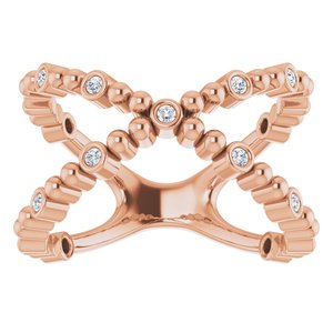14K Rose Gold 1/6 CTW Natural Diamond Beaded Negative Space Ring