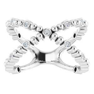 14K White Gold 1/6 CTW Natural Diamond Beaded Negative Space Ring