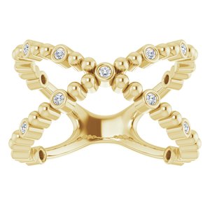 14K Yellow Gold 1/6 CTW Natural Diamond Beaded Negative Space Ring
