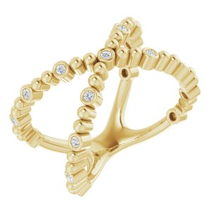 14K Yellow Gold 1/6 CTW Natural Diamond Beaded Negative Space Ring