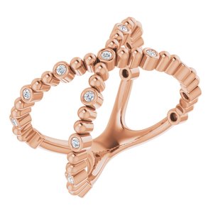 14K Rose Gold 1/6 CTW Natural Diamond Beaded Negative Space Ring