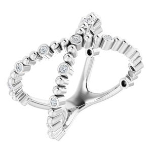 Sterling Silver 1/6 CTW Natural Diamond Beaded Negative Space Ring