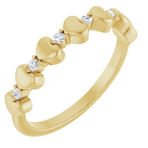 14K Yellow Gold .08 CTW Natural Diamond Heart Stackable Ring