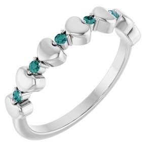 14K White Gold Natural Alexandrite Heart Stackable Ring
