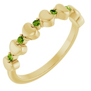 14K Yellow Gold Natural Peridot Heart Stackable Ring