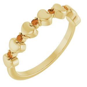 14K Yellow Gold Natural Citrine Heart Stackable Ring