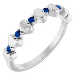 Sterling Silver Natural Blue Sapphire Heart Stackable Ring
