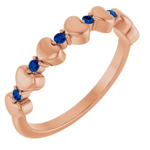 14K Rose Gold Natural Blue Sapphire Heart Stackable Ring