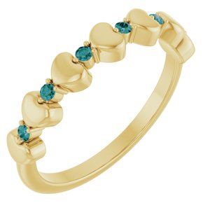 14K Yellow Gold Natural Alexandrite Heart Stackable Ring