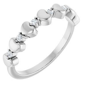 14K White Gold .08 CTW Natural Diamond Heart Stackable Ring