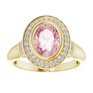 14K Yellow Gold Natural Morganite & 1/5 CTW Natural Diamond Ring