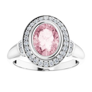 Platinum Natural Morganite & 1/5 CTW Natural Diamond Ring