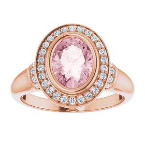 14K Rose Gold Natural Morganite & 1/5 CTW Natural Diamond Ring